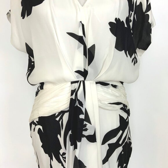 Joie Ashleena Silk Floral Dress In White And Black Size 12 - Picture 5 of 16